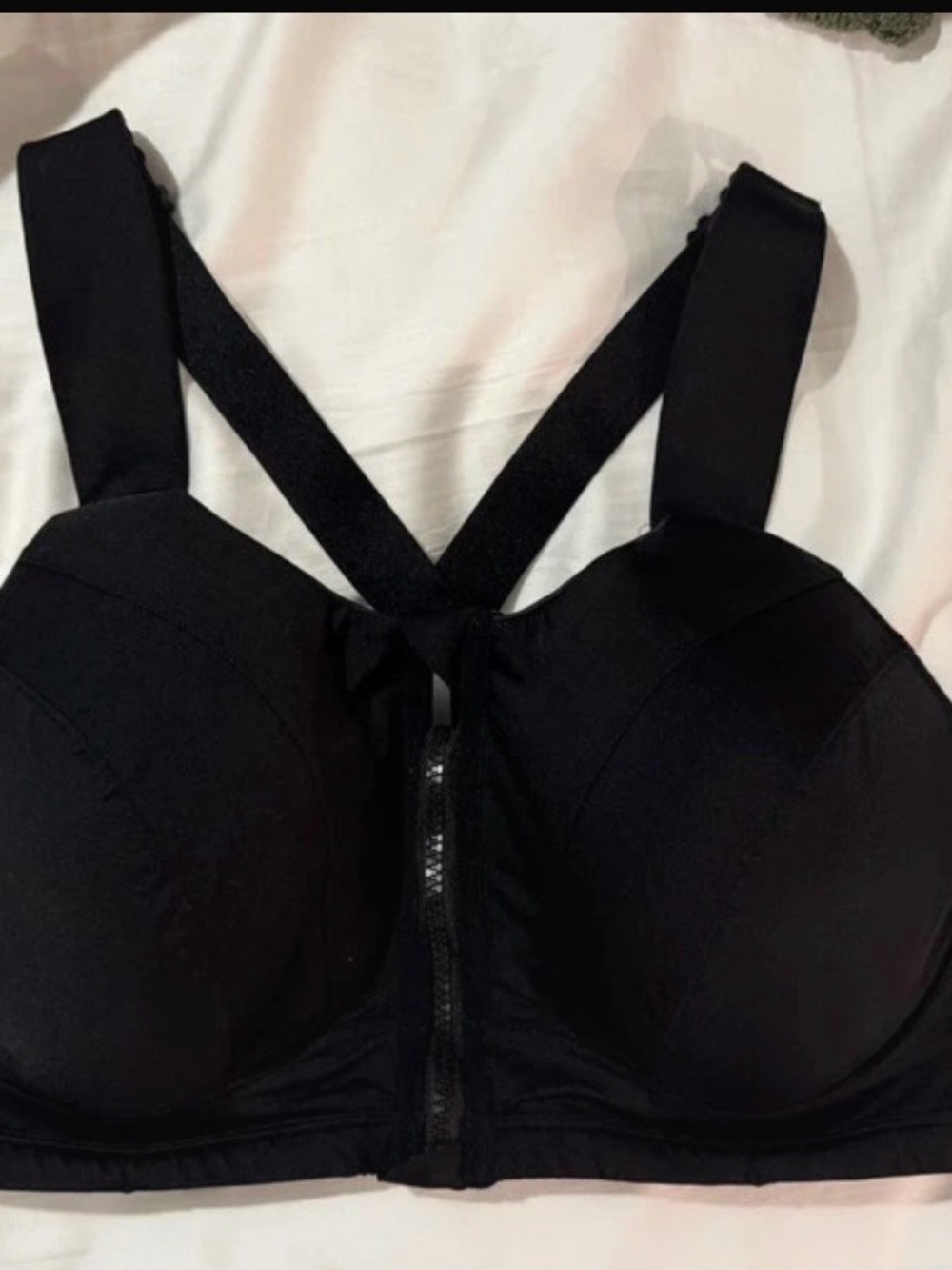 Lane Bryant Black Front-Zip Support Bra with Wide Straps